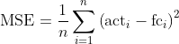 Formel Mean Squared Error