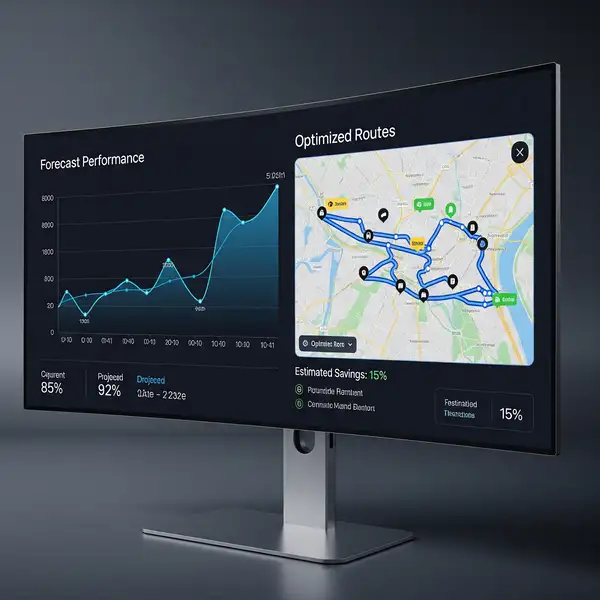 Dashboard mit Auslastungsprognose und optimierte Routenplanung für den Service